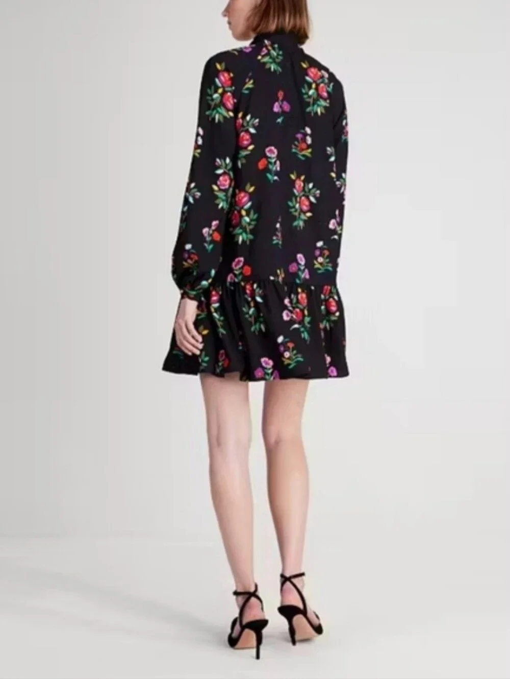 Kate Spade New York Autumn Floral Tie Neck Dress Size Large